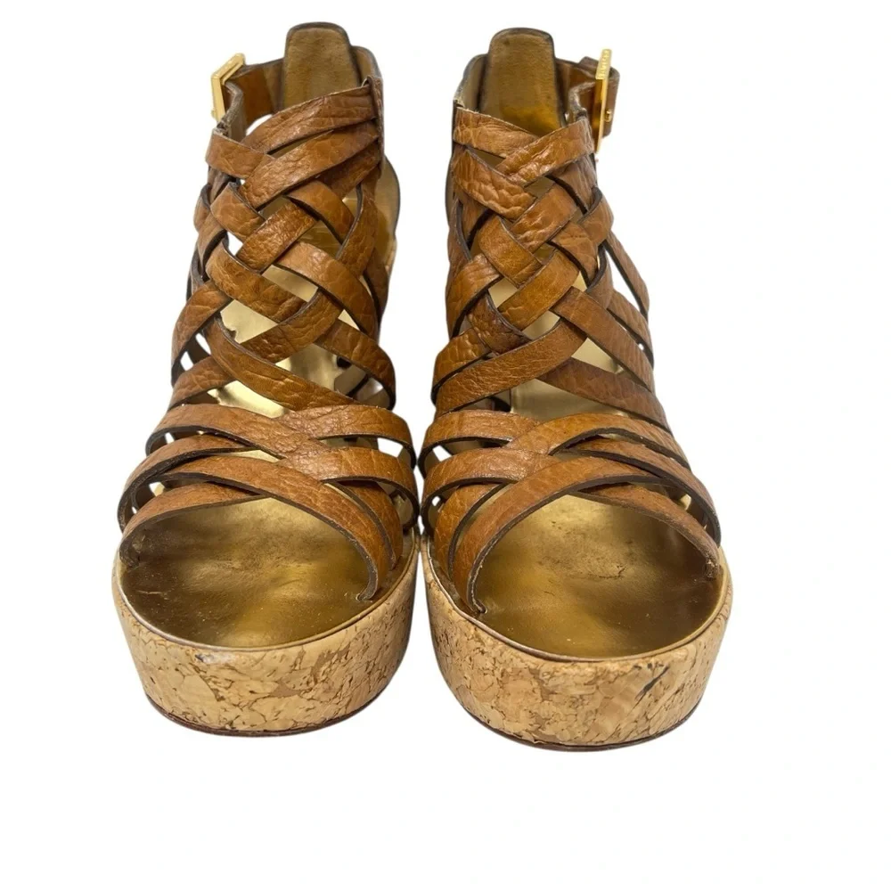 Tory Burch Brown Cork Wedge Sandals